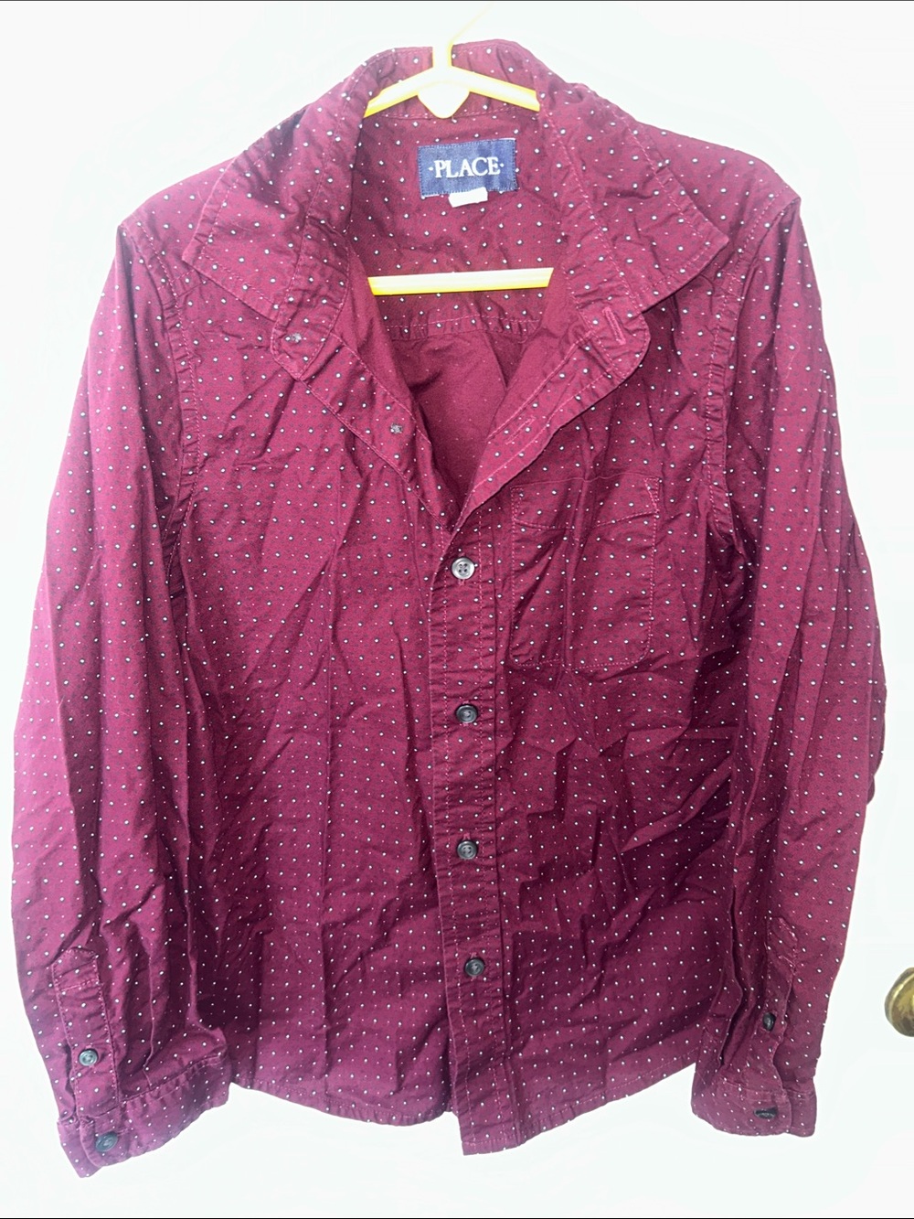 Place Men's Burgundy Polka Dot Lightweight Shirt Jacket